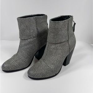 Rag & Bone Newbury Iron Classic Crackle Texture Leather Zip Ankle Boots …
